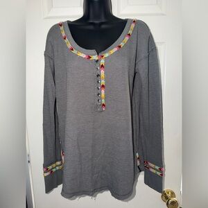 Free People We The Free Rainbow Thermal Henley Top